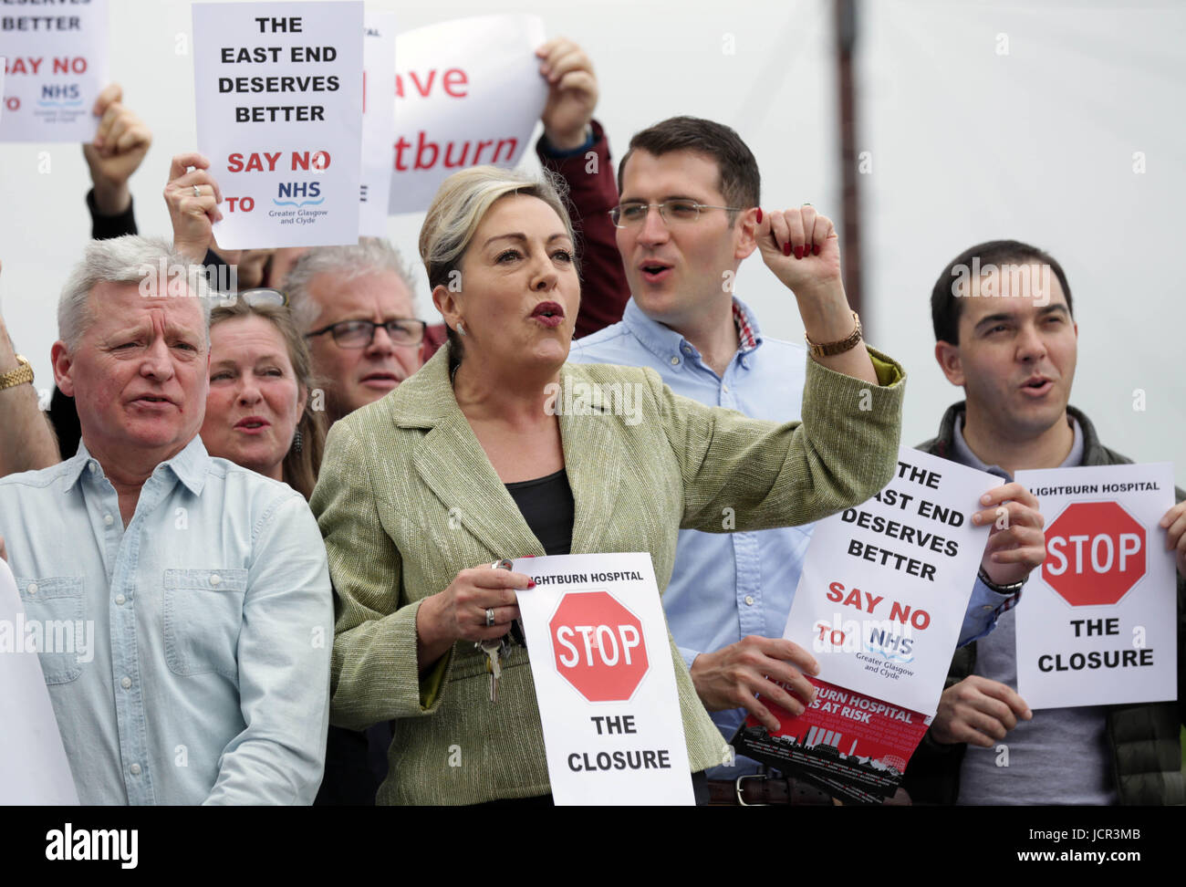 A protest against closure of Lightburn Hospital, outside Lightburn