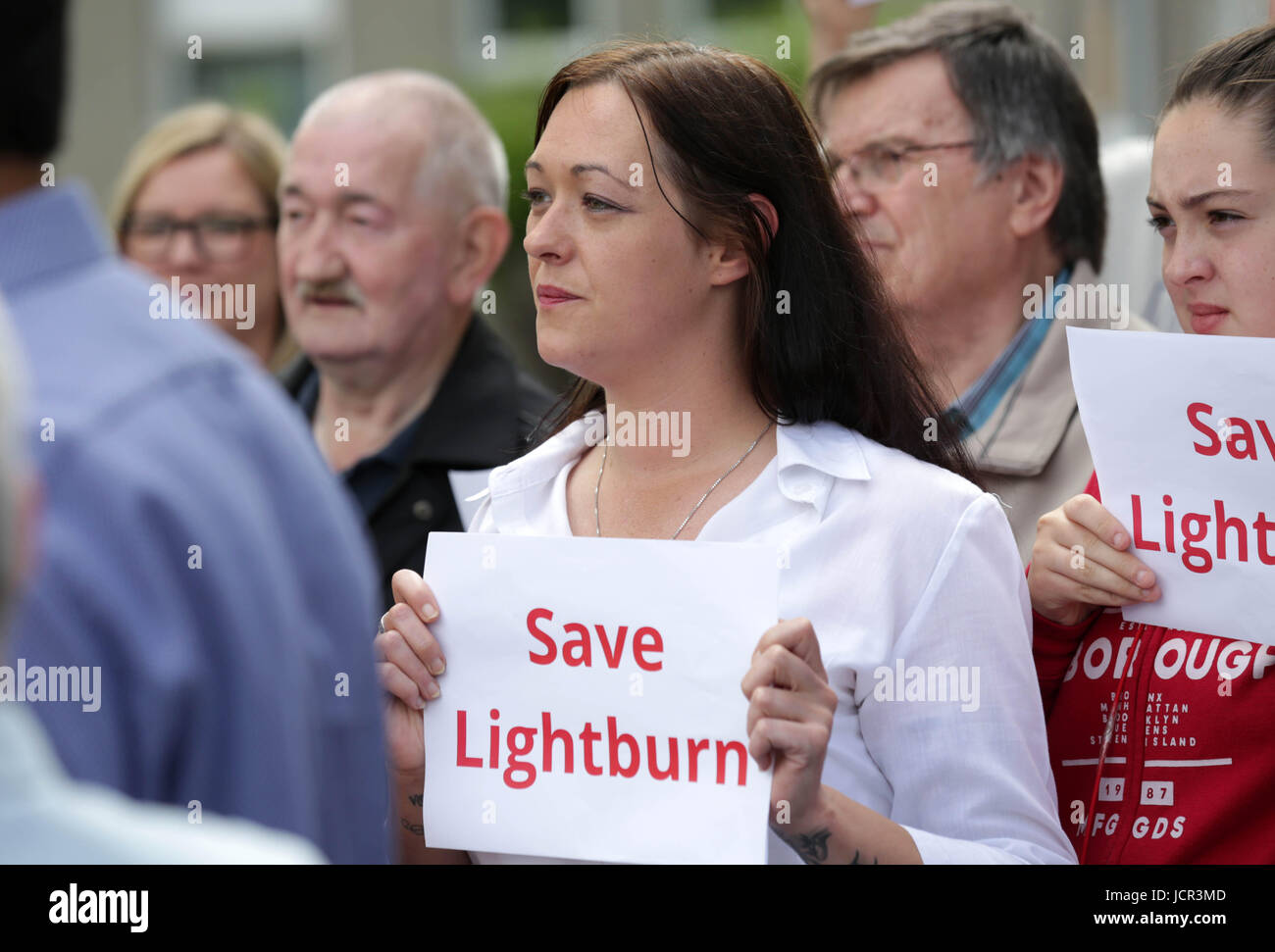 A protest against closure of Lightburn Hospital, outside Lightburn