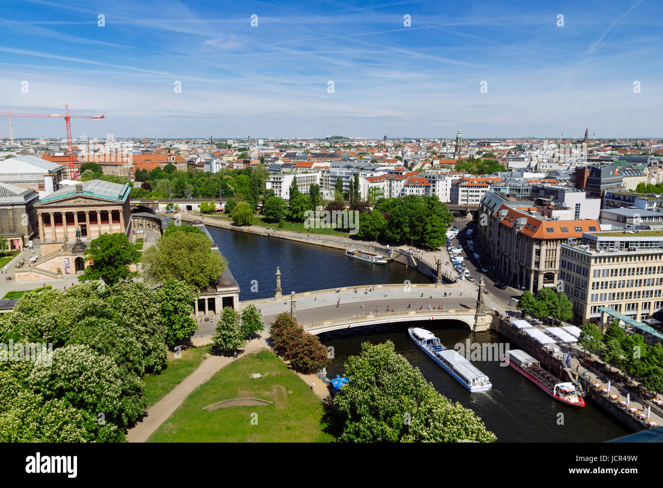City view of Berlin from the roof of the Catheral Dome, river Spree and museuminsel Stock Photo