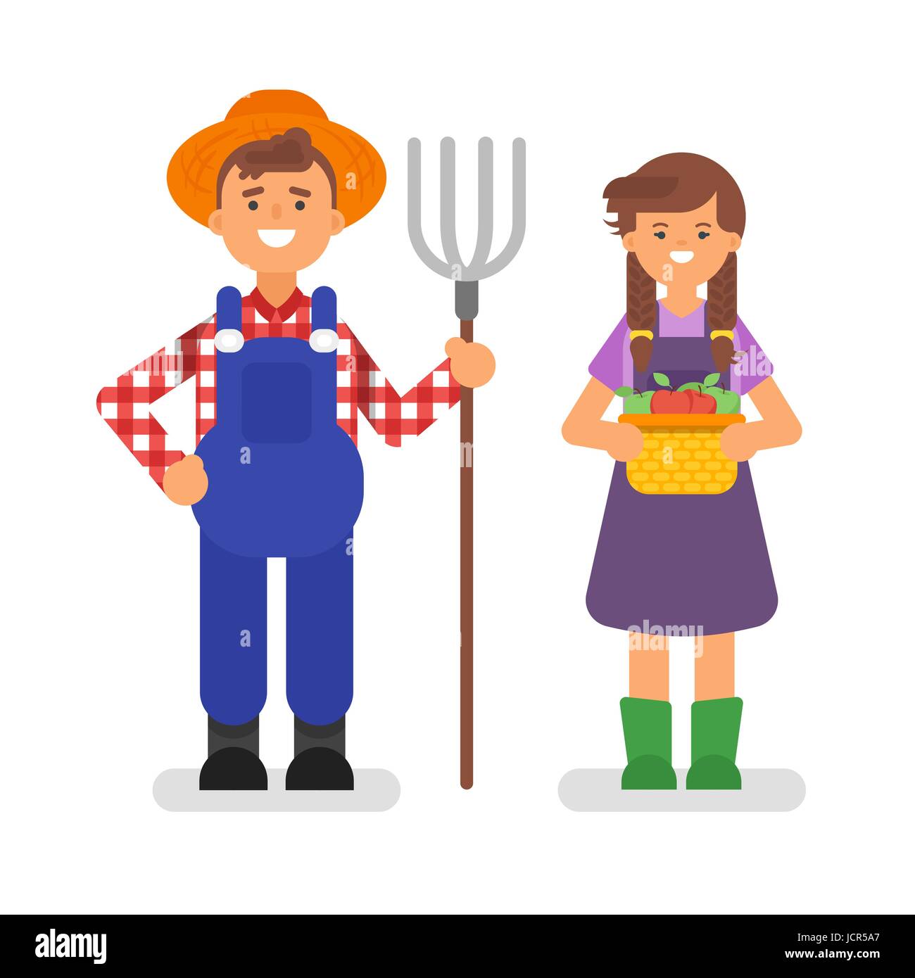 Vector flat style illustration of farmers. Isolated on white background ...