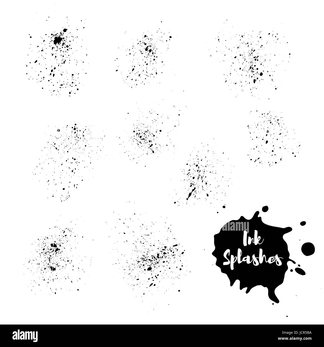 Vector illustration set of ink splash. Hand painted grunge background ...