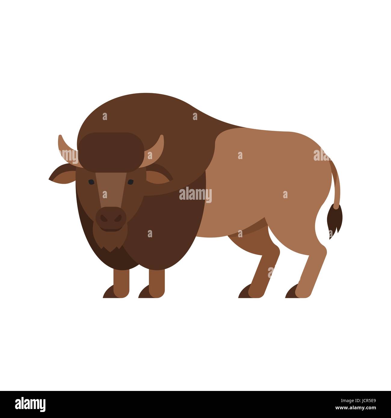 Vector flat style illustration of aurochs. Icon for web. Isolated on white background. Stock Vector