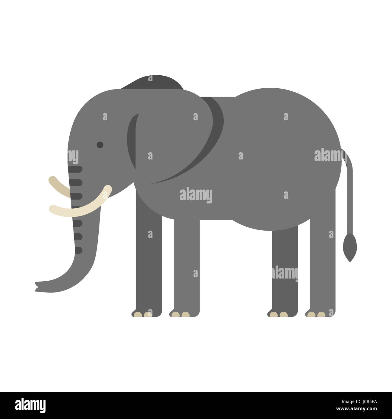 Vector flat style illustration of elephant. Icon for web. Isolated on white background. Stock Vector