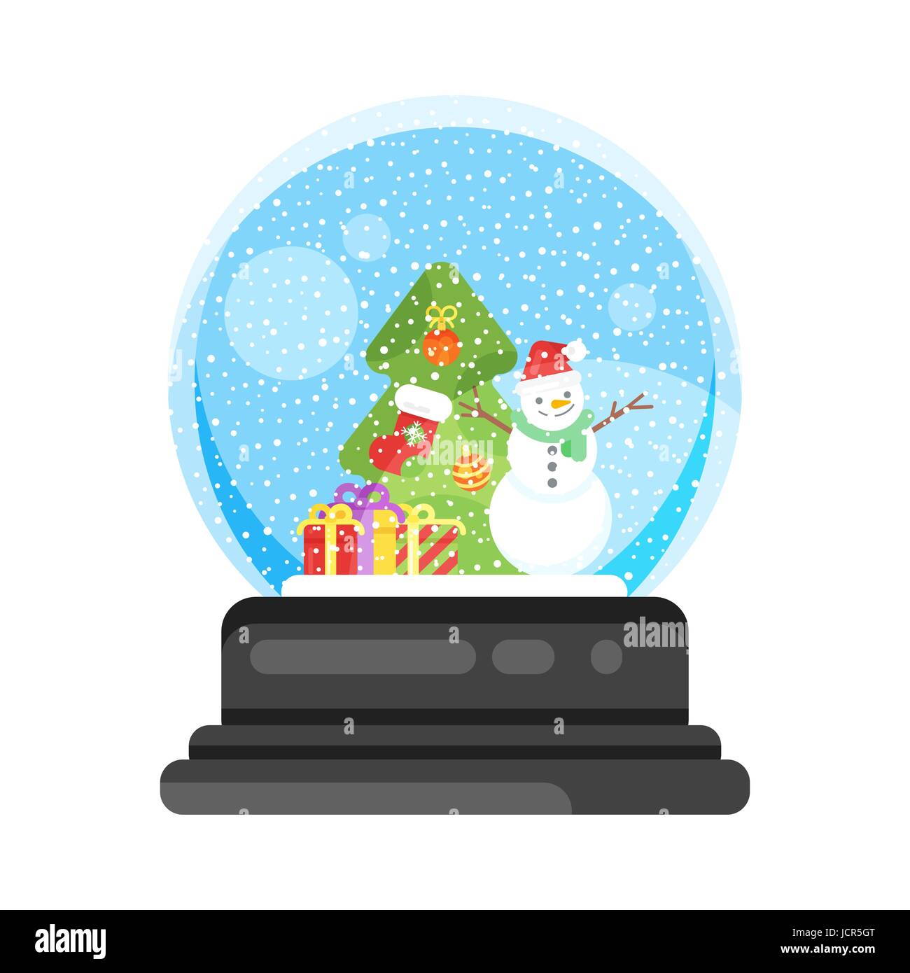 Vector flat style illustration of new year and xmas glass ball with ...