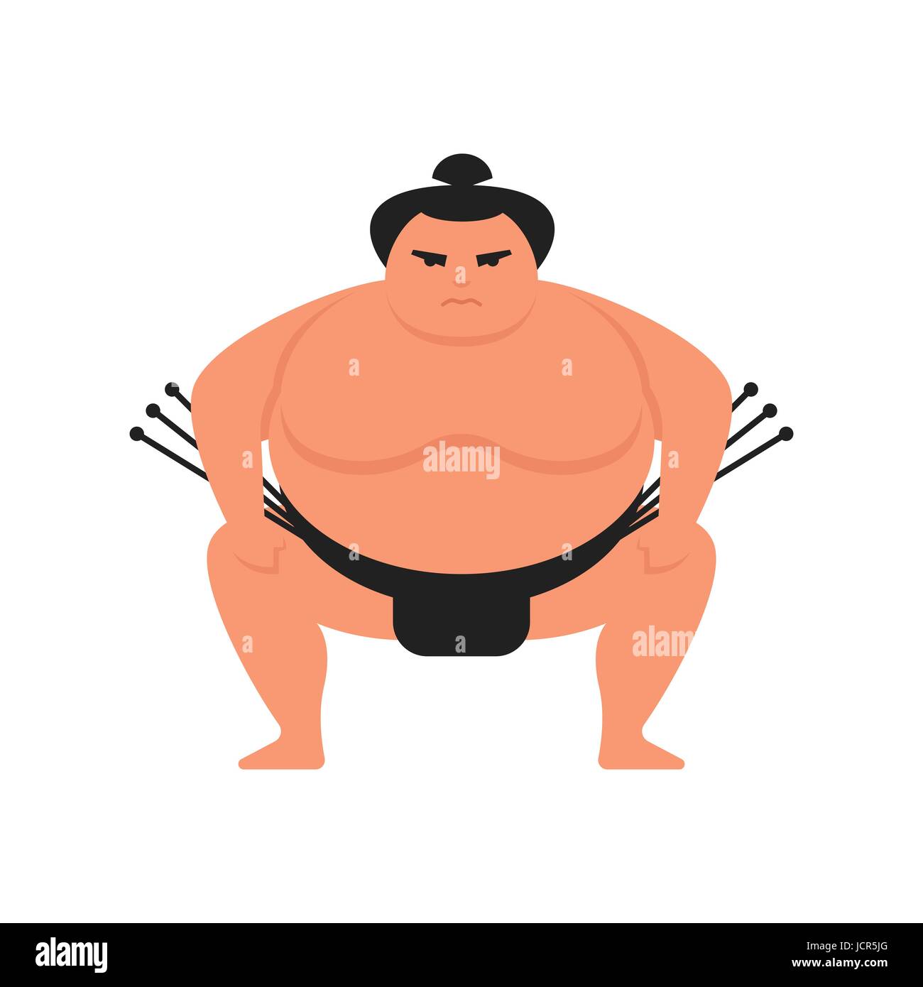 Vector flat style illustration of sumo wrestler. Icon for web. Isolated on white background. Stock Vector