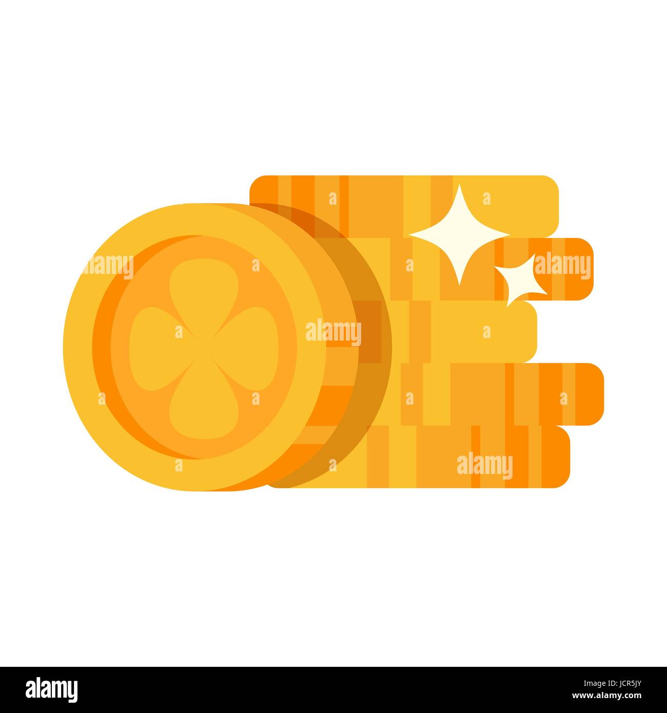 Vector flat style illustration of gold coin. Isolated on white ...
