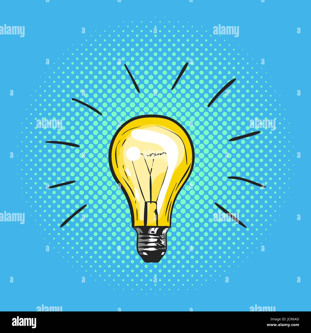 Vector Illustration Of Pop Art Light Bulb Concept Of New Idea Hand