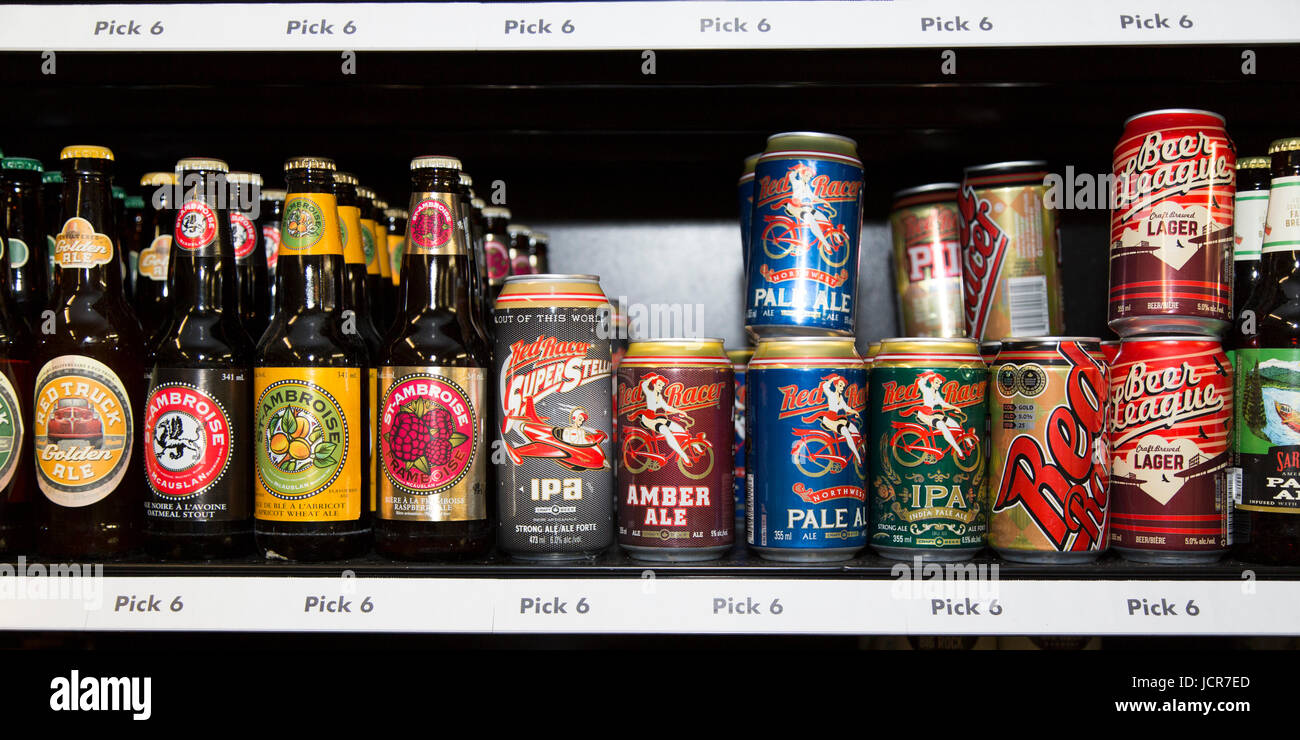 Craft beers for sale in Alberta, Canada. The province is a major grain