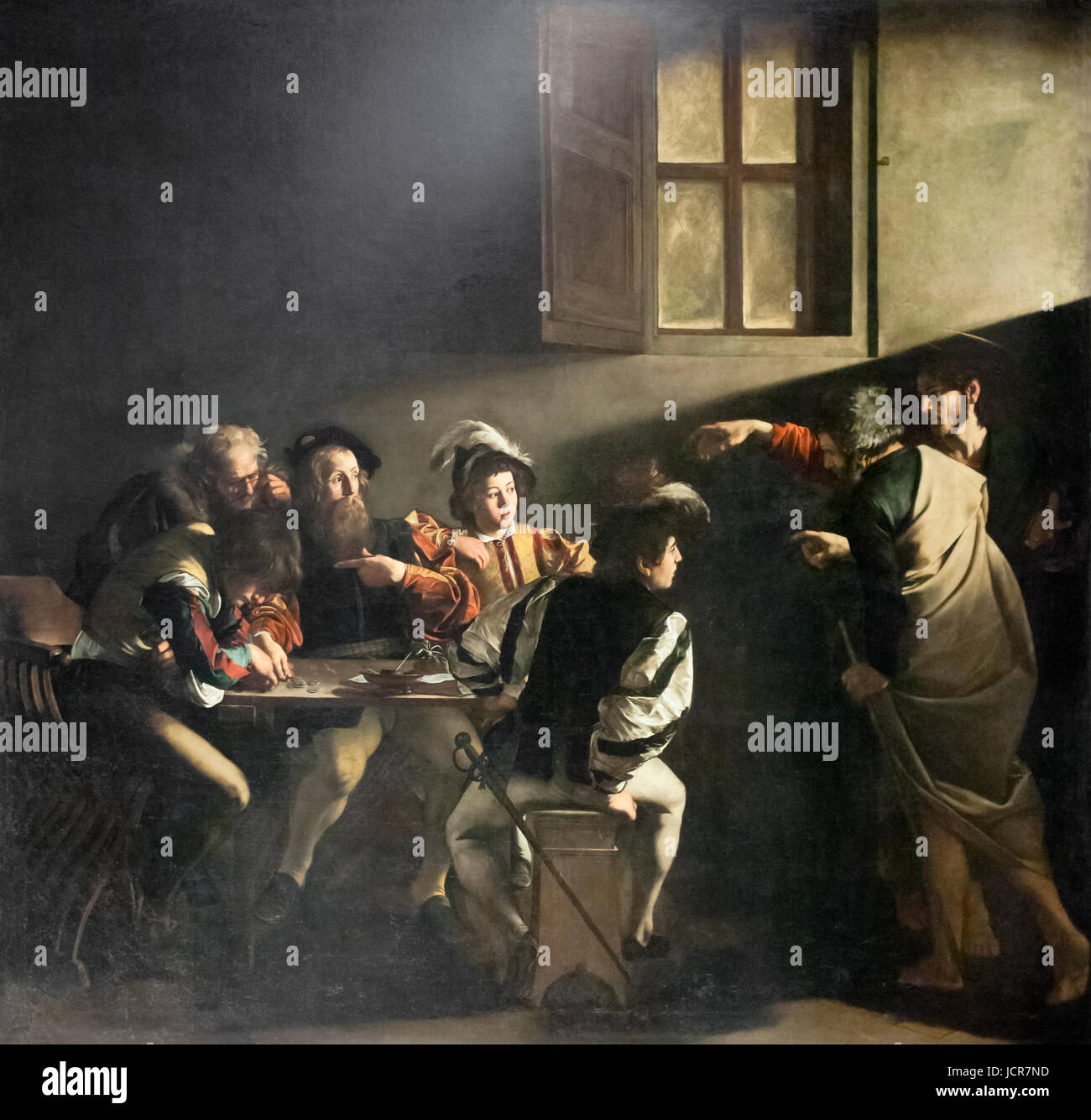 The calling of Saint Matthew, Caravaggio Stock Photo