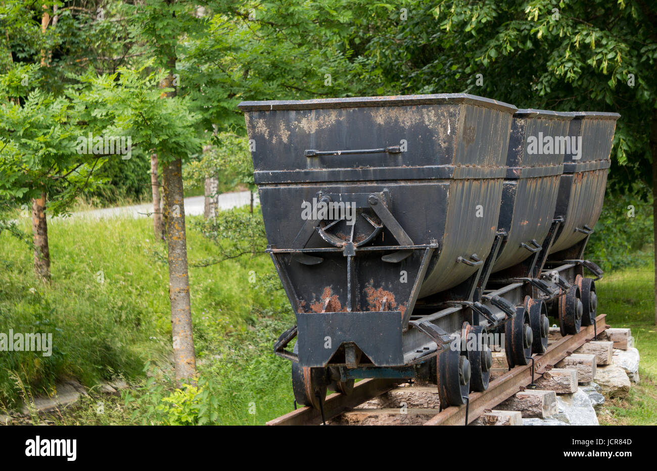 Old mining carts in the village of Arzberg Stock Photo - Alamy