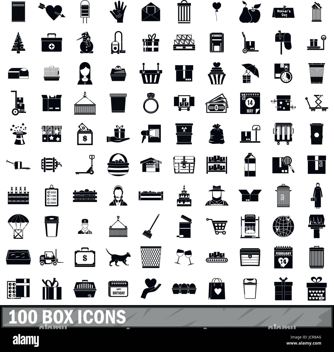 100 box icons set, simple style Stock Vector Image & Art - Alamy