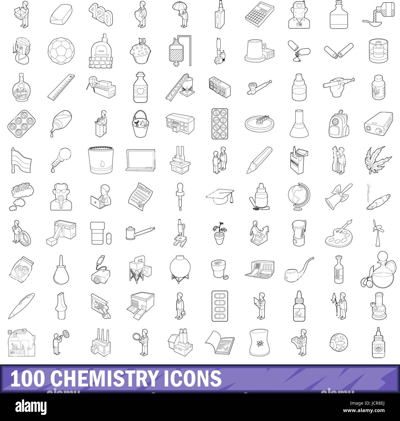 100 chemistry icons set, outline style Stock Vector Image & Art - Alamy