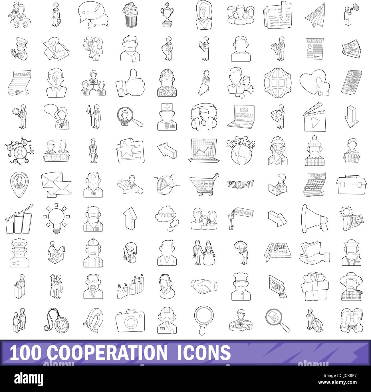 100 cooperation icons set, outline style Stock Vector Image & Art - Alamy