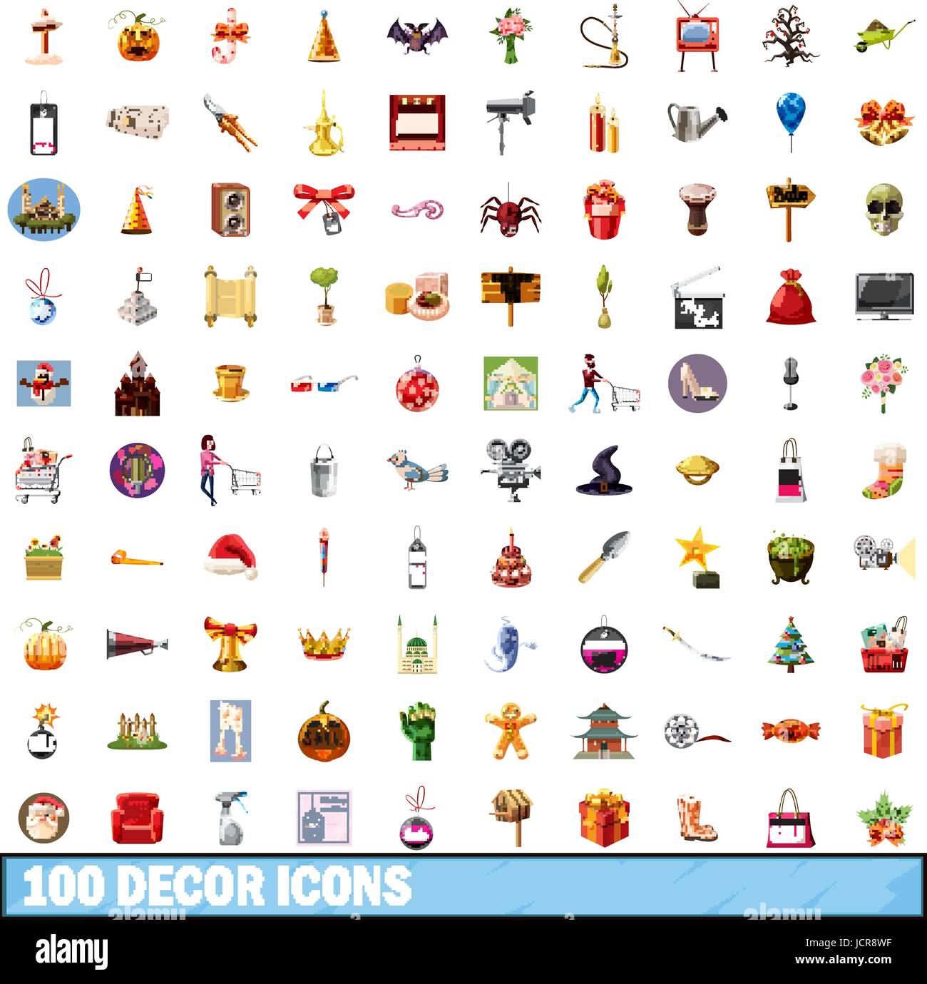 100 decor icons set, cartoon style Stock Vector Image & Art - Alamy