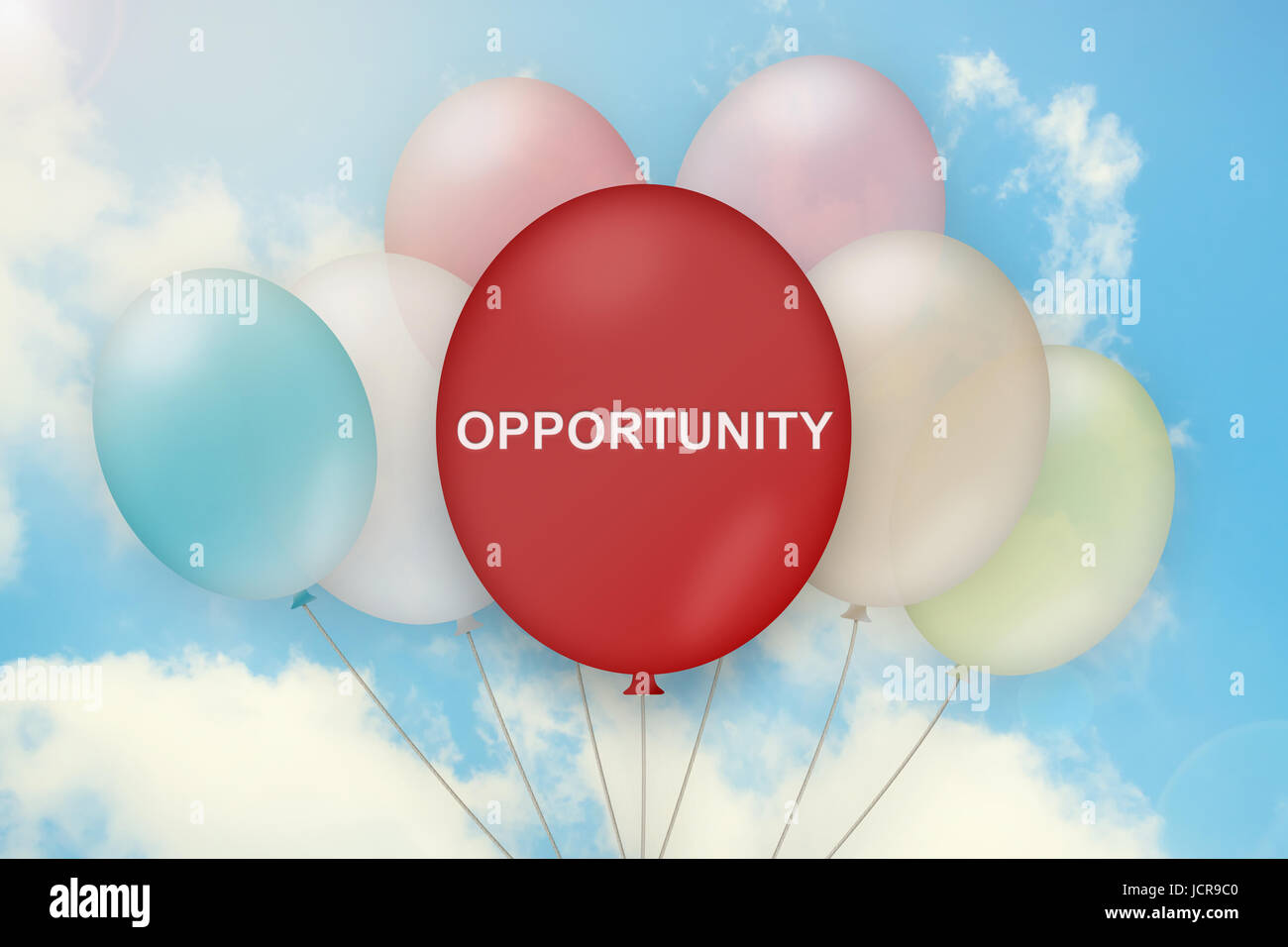 opportunity on balloon with blue sky background Stock Photo Alamy