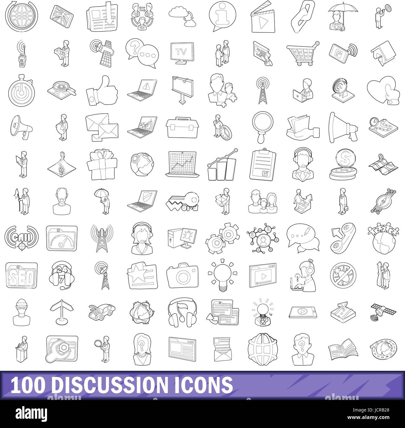 100 discussion icons set, outline style Stock Vector Image & Art - Alamy