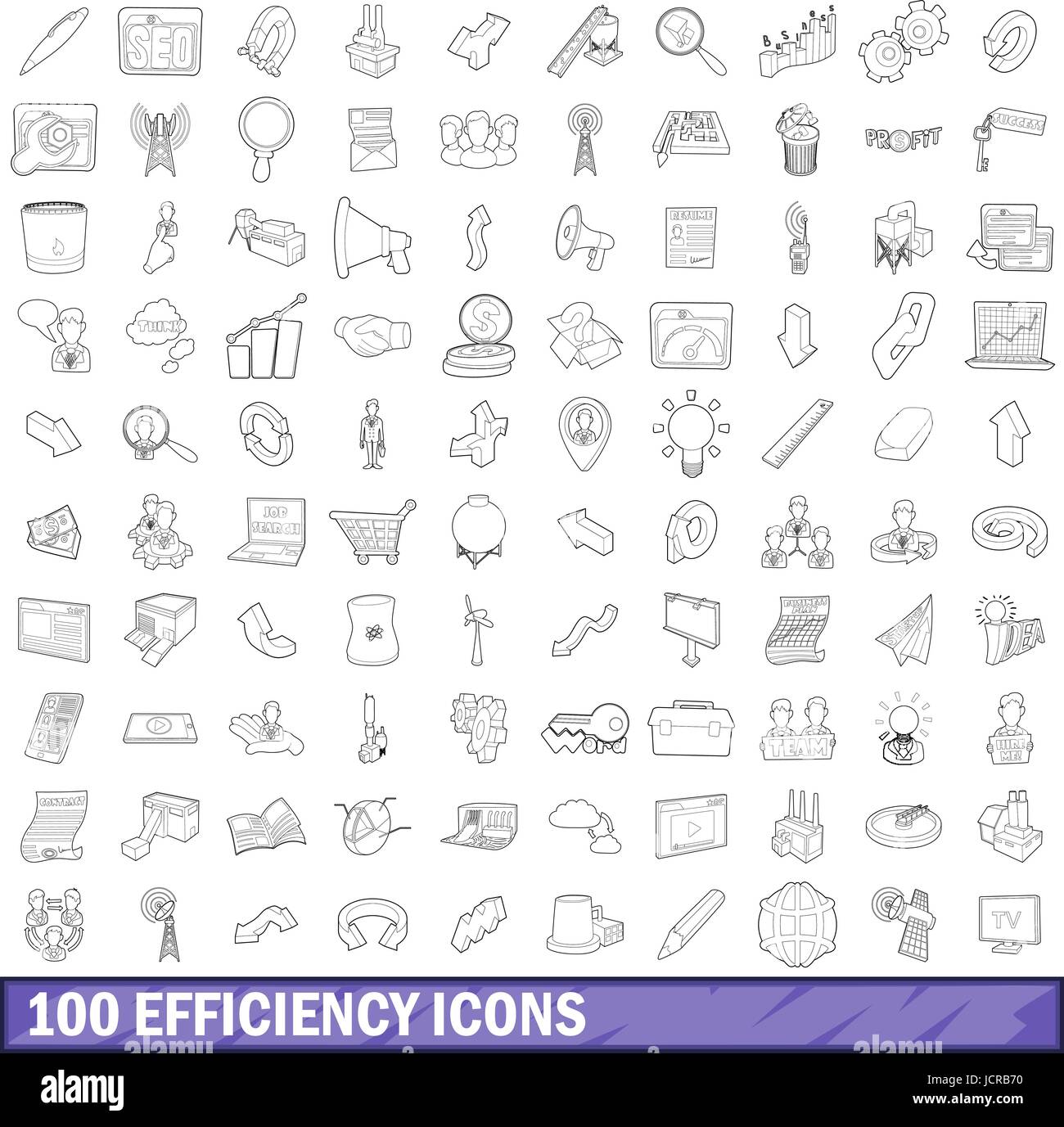 100 efficiency icons set, outline style Stock Vector Image & Art - Alamy