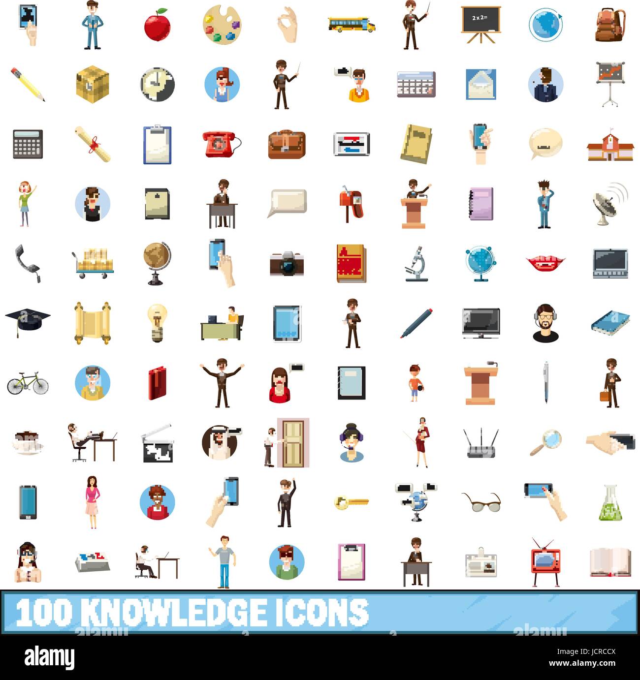 100 knowledge icons set, cartoon style Stock Vector Image & Art - Alamy
