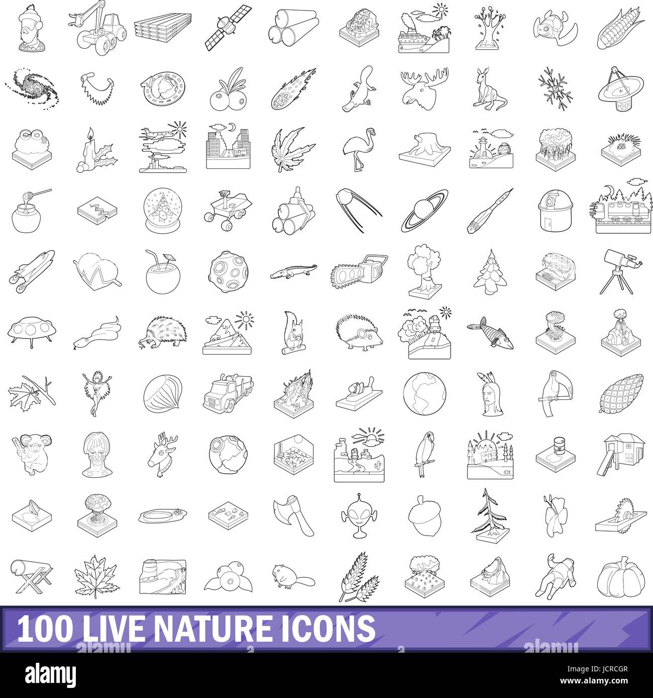 100 live nature icons set, outline style Stock Vector Image & Art - Alamy