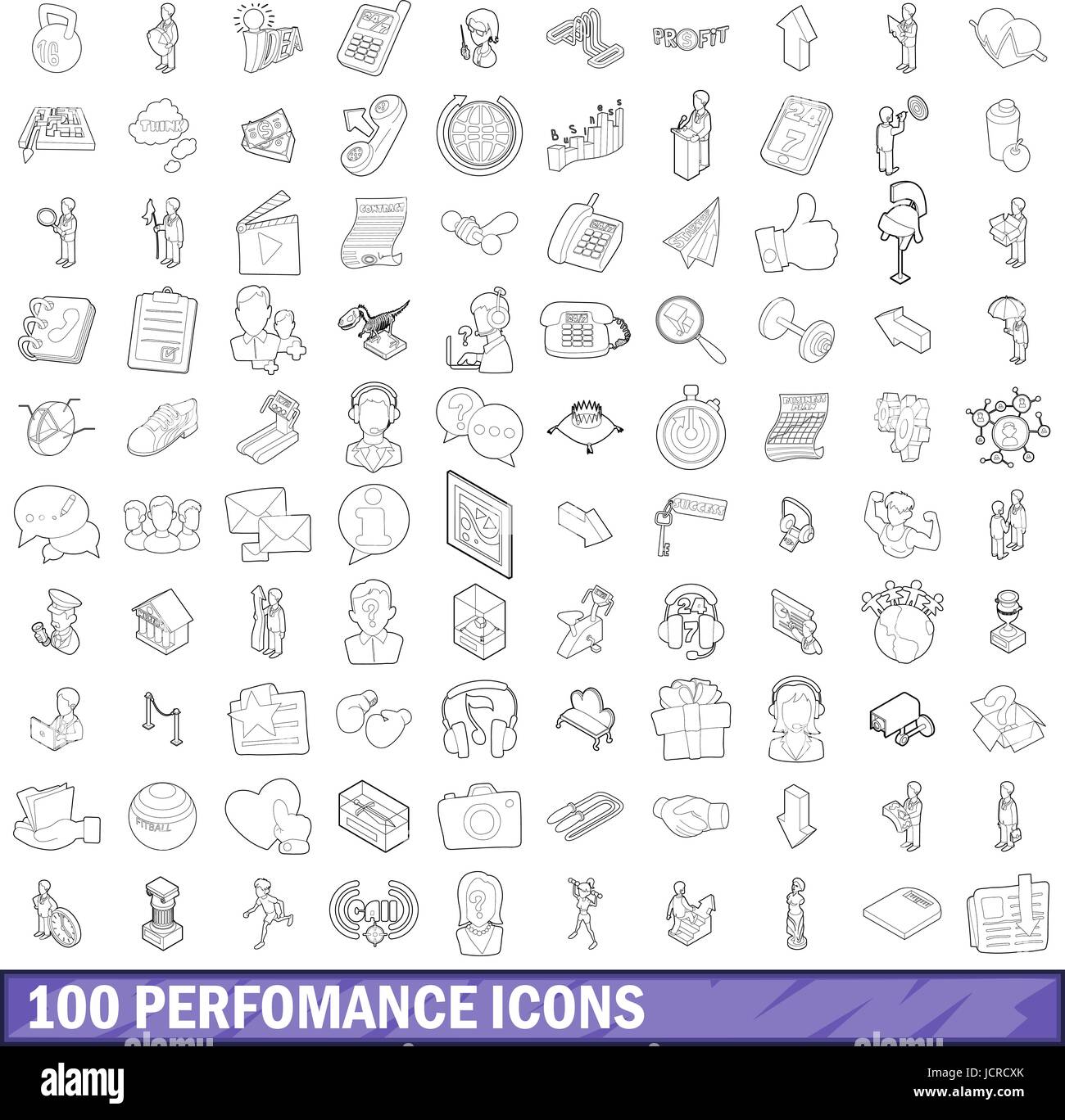 100 performance icons set, outline style Stock Vector Image & Art - Alamy