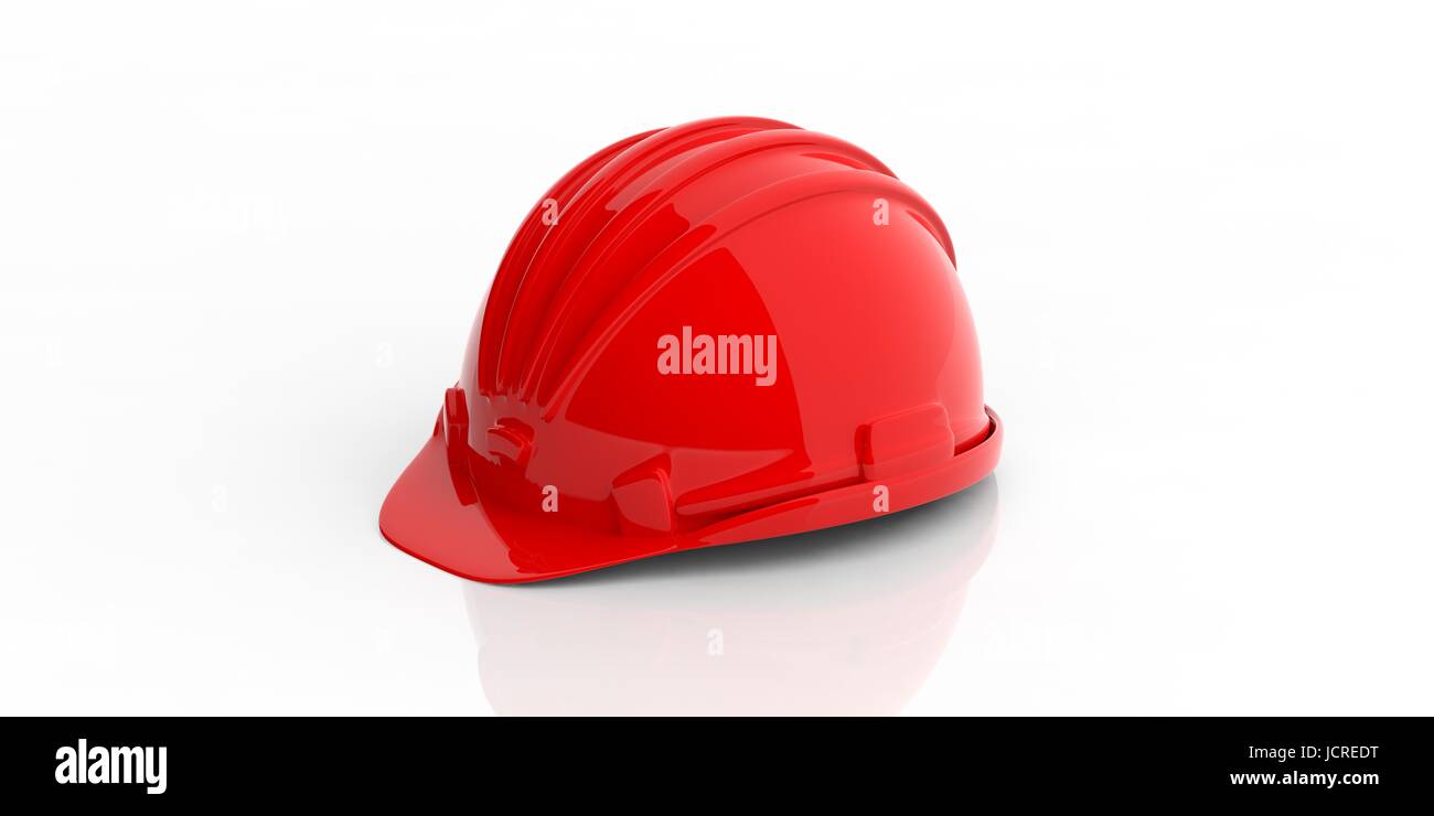 Red construction hard hat on white background. 3d illustration Stock Photo Alamy