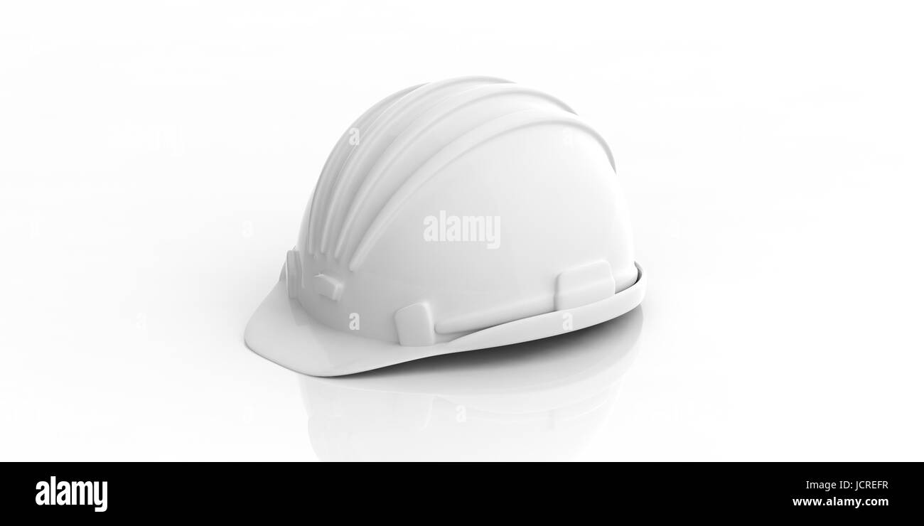 White construction hard hat on white background. 3d illustration Stock