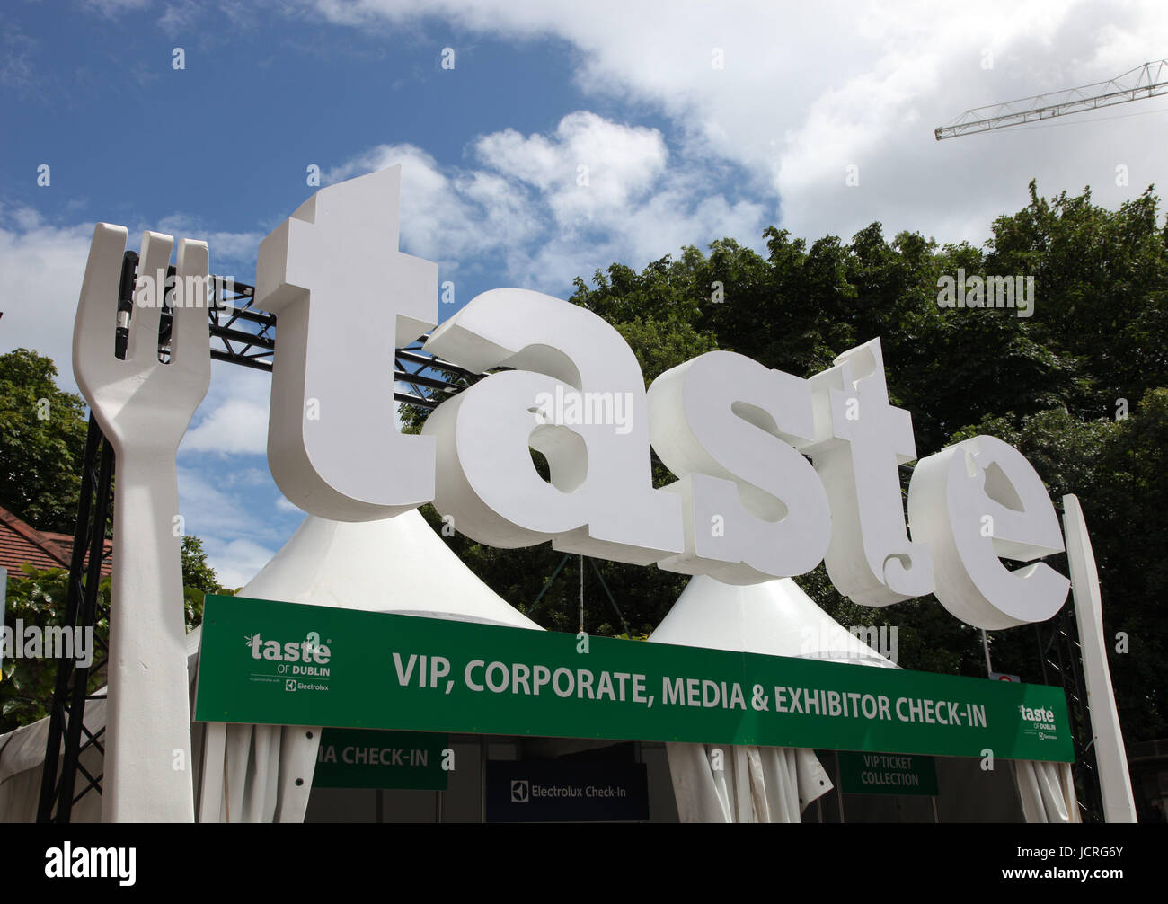 Giant logo of Taste of Dublin food festival Stock Photo
