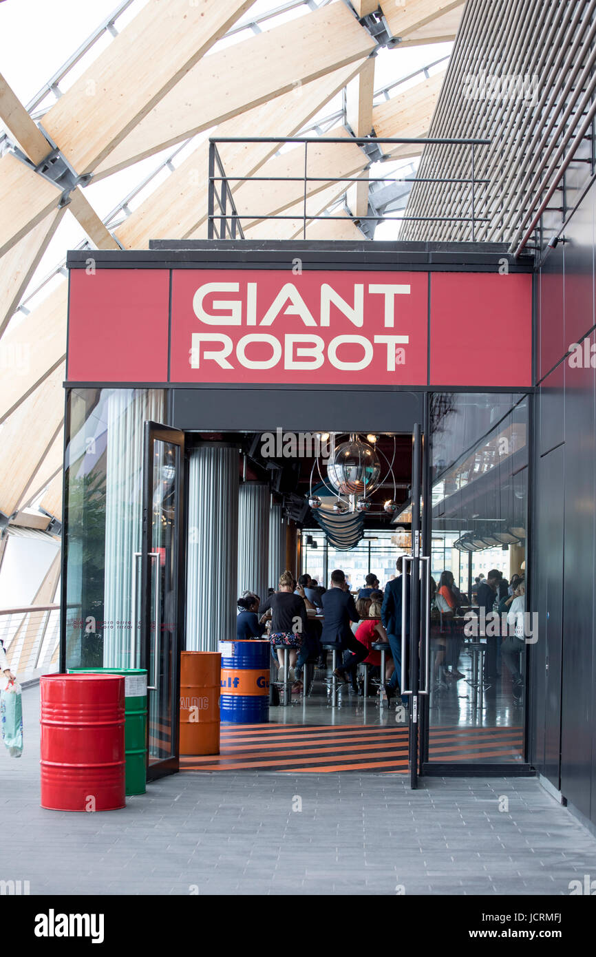 Giant Robot restaurant at Crossrail Station Garden, Canary Wharf, London,  UK Stock Photo - Alamy