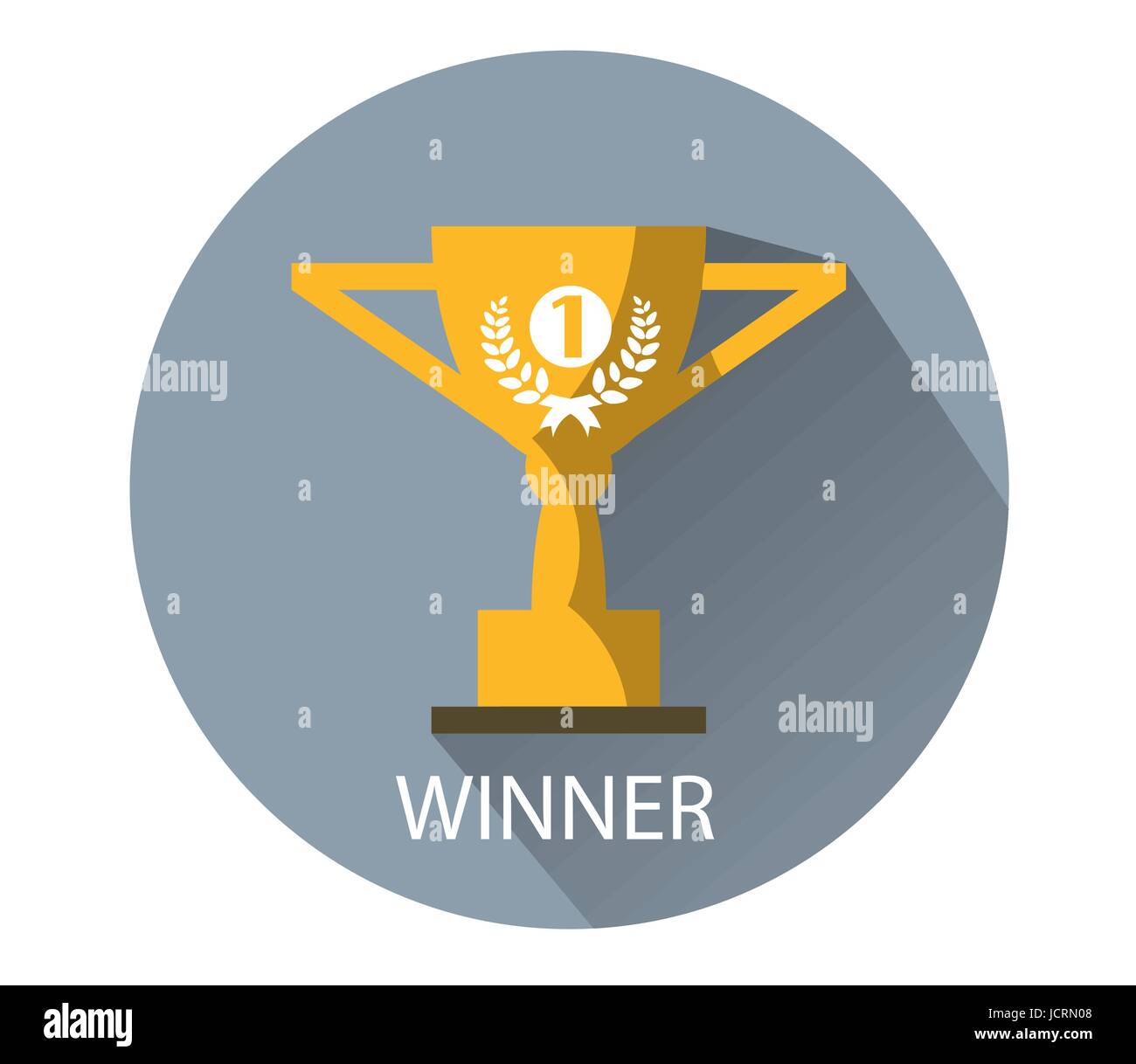 The first place trophy. Gold winner cup flat icon. Vector illustration on white background .  Stock Vector