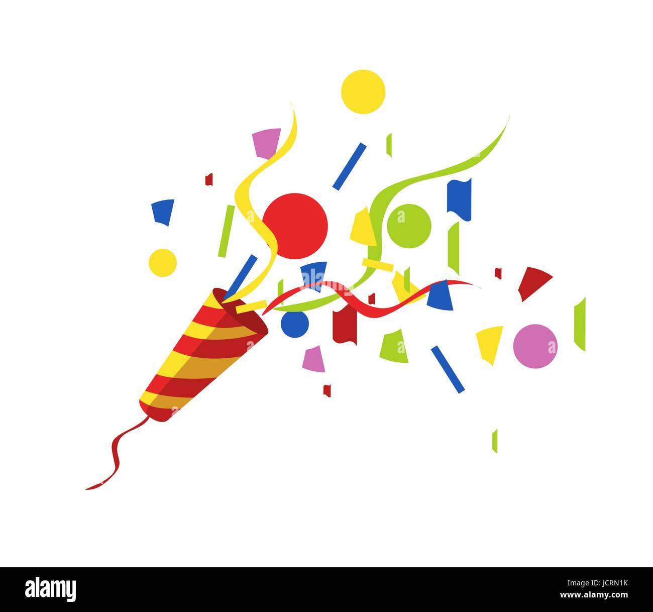 exploding party popper with serpantin and serpantinom on white background . vector Stock Vector