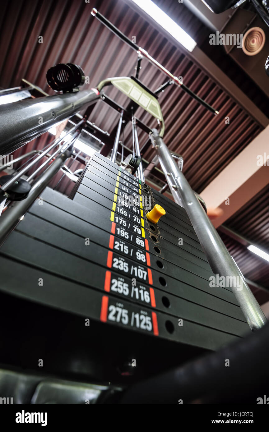 Weights in gym machine Stock Photo