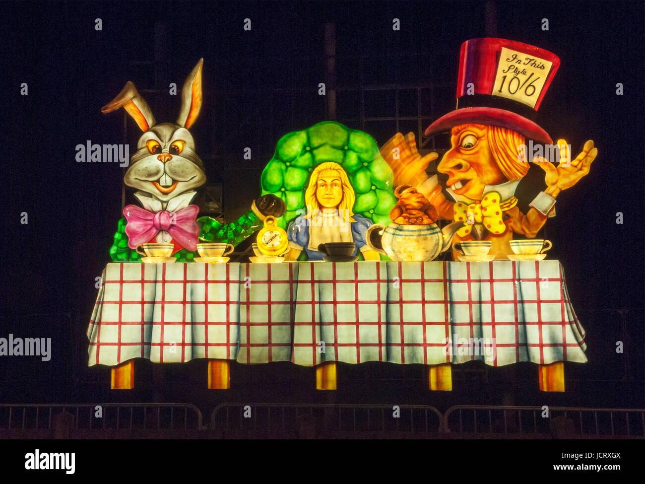 Blackpool Illumination - Mad Hatter's Tea Party. Stock Photo