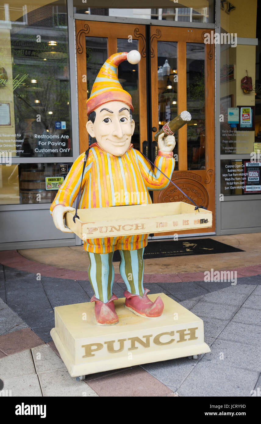 'Punch' figure advertising cigar shop in downtown Orlando, Florida