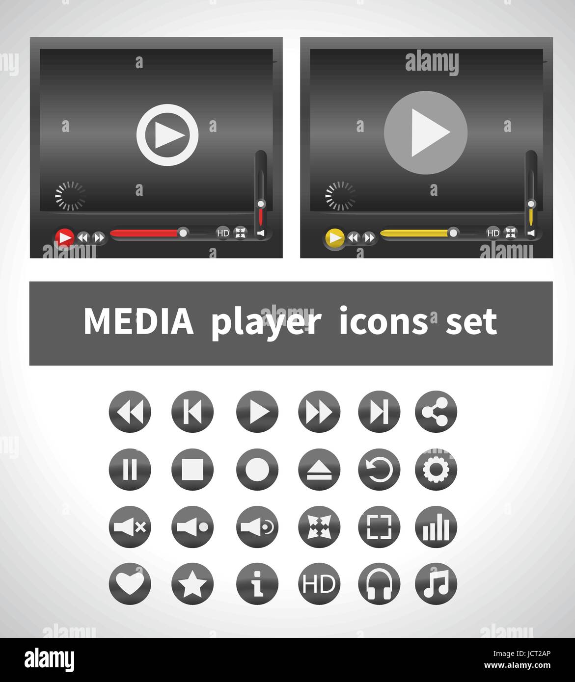 Media players on white background  Stock Vector