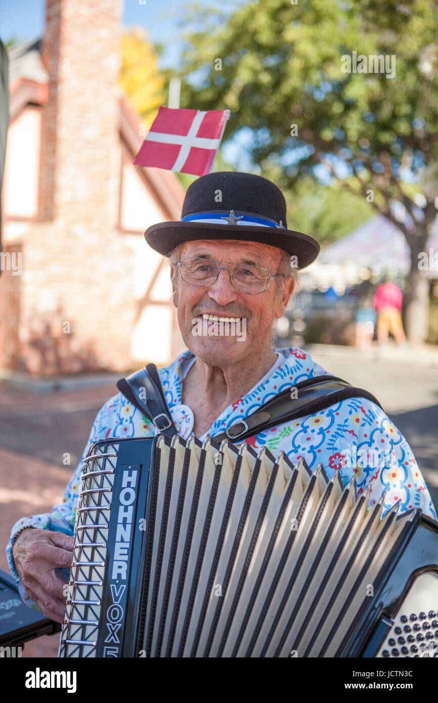 accordion player, Solvang Danish Days, Solvang, California Stock Photo