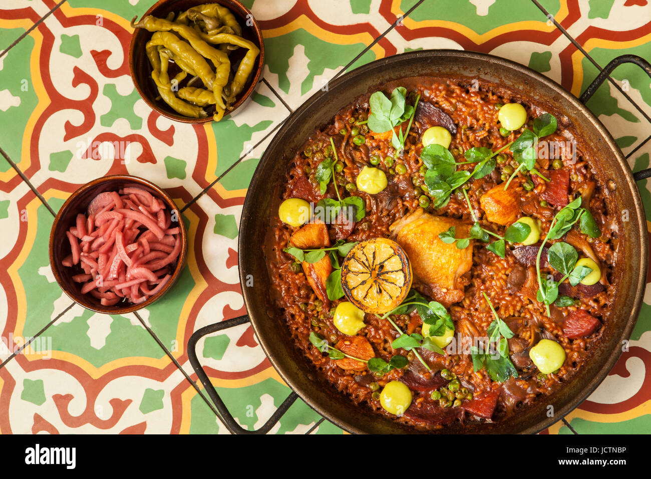 chorizo and pollo paella, Santa Barbara, California Stock Photo Alamy