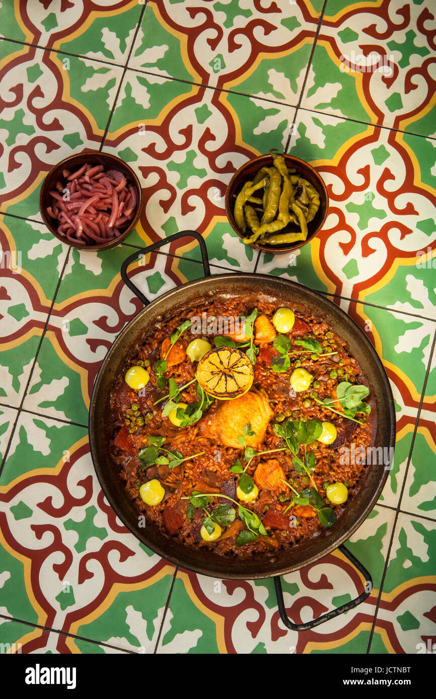 chorizo and pollo paella, Santa Barbara, California Stock Photo Alamy