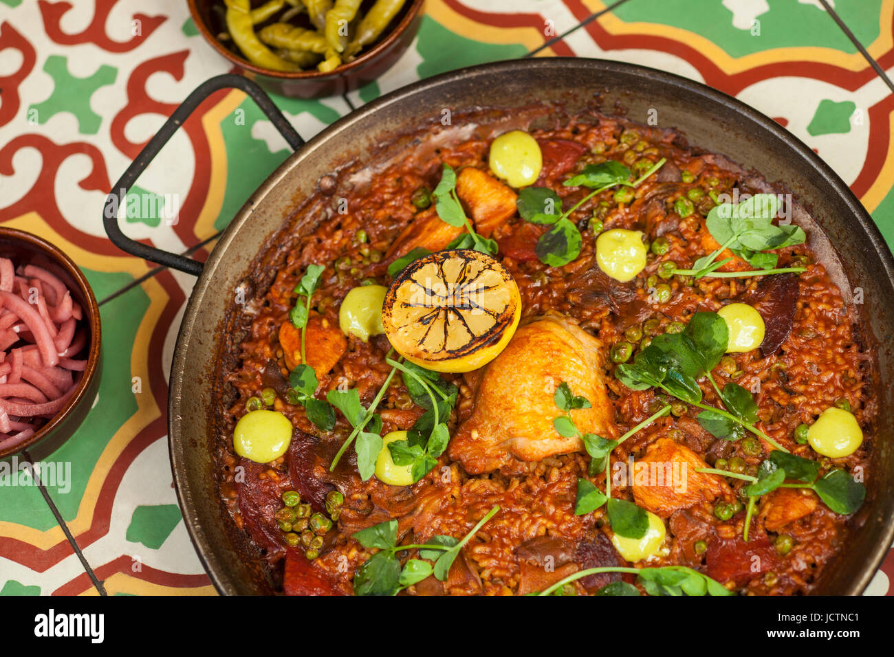 chorizo and pollo paella, Santa Barbara, California Stock Photo Alamy