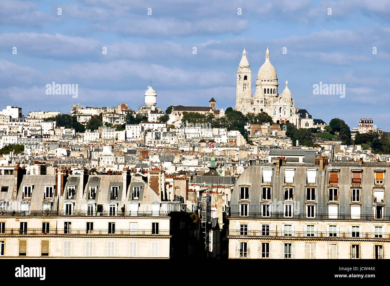 A distant View of  the Sacré-Cœur Basilica from within the Musee d'Orsay in Paris, France, on 9/26/2015 Stock Photo