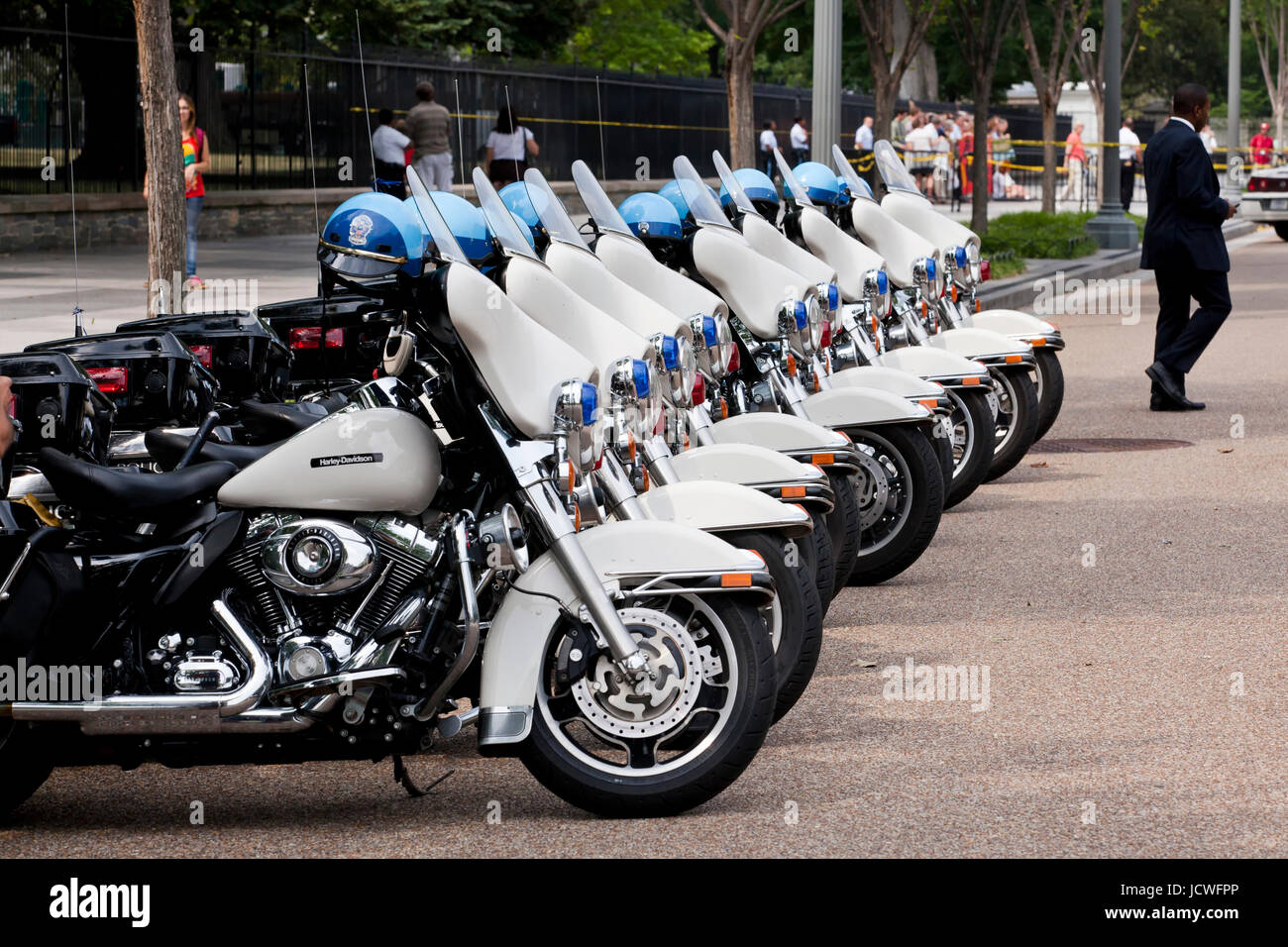 Row of parked MPD (Metropolitan Police Department) motorcycles