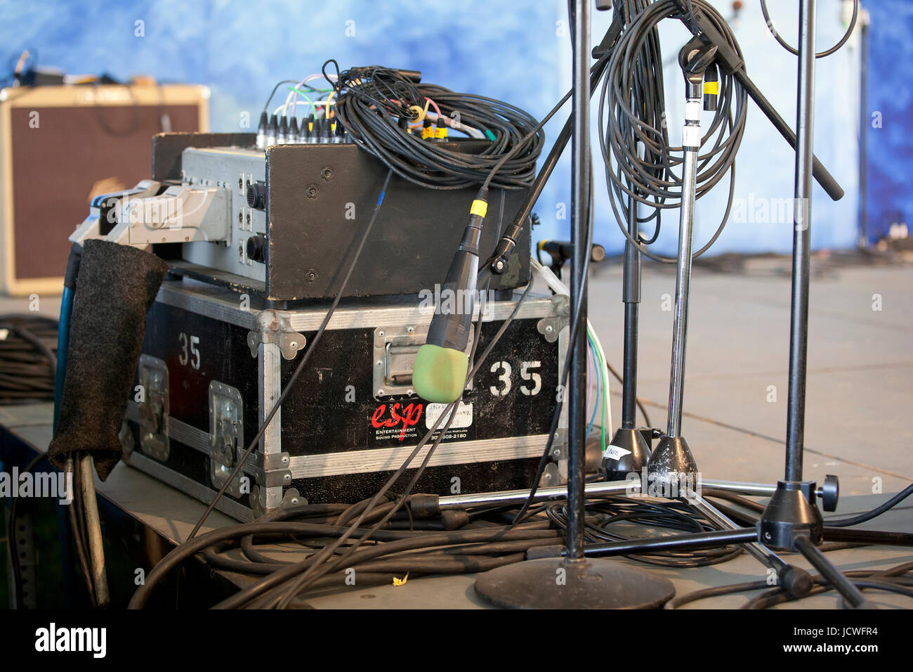 Audio equipment on stage USA Stock Photo Alamy
