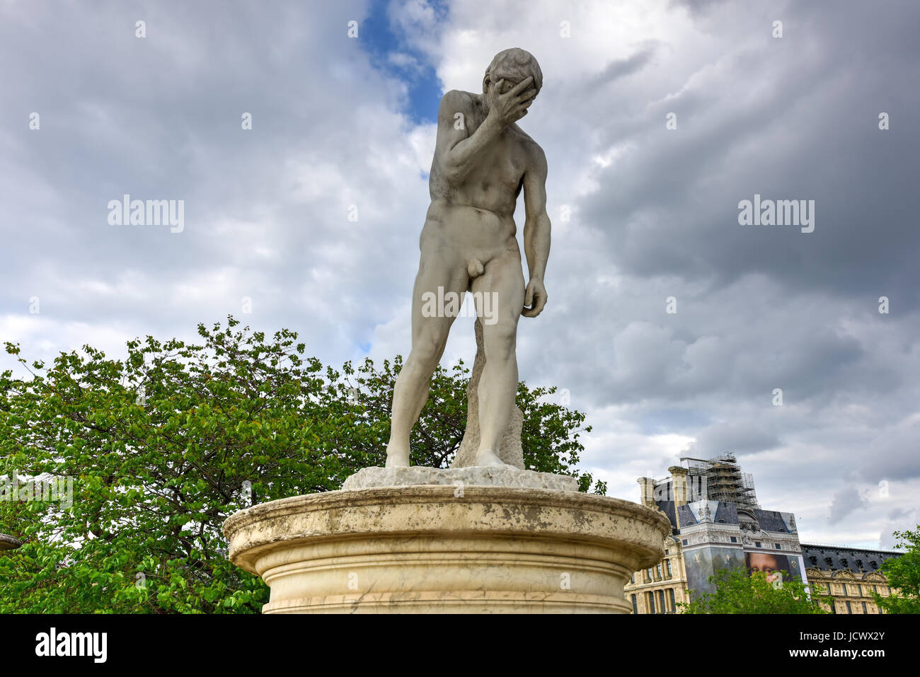 Statue in Tuileries Garden in Paris, France. It is one of the oldest and most popular places in