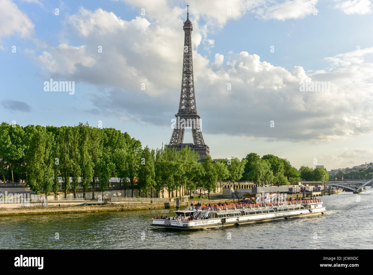 The Eiffel Tower, a wrought iron lattice tower on the Champ de Mars in Paris, France. Stock Photo