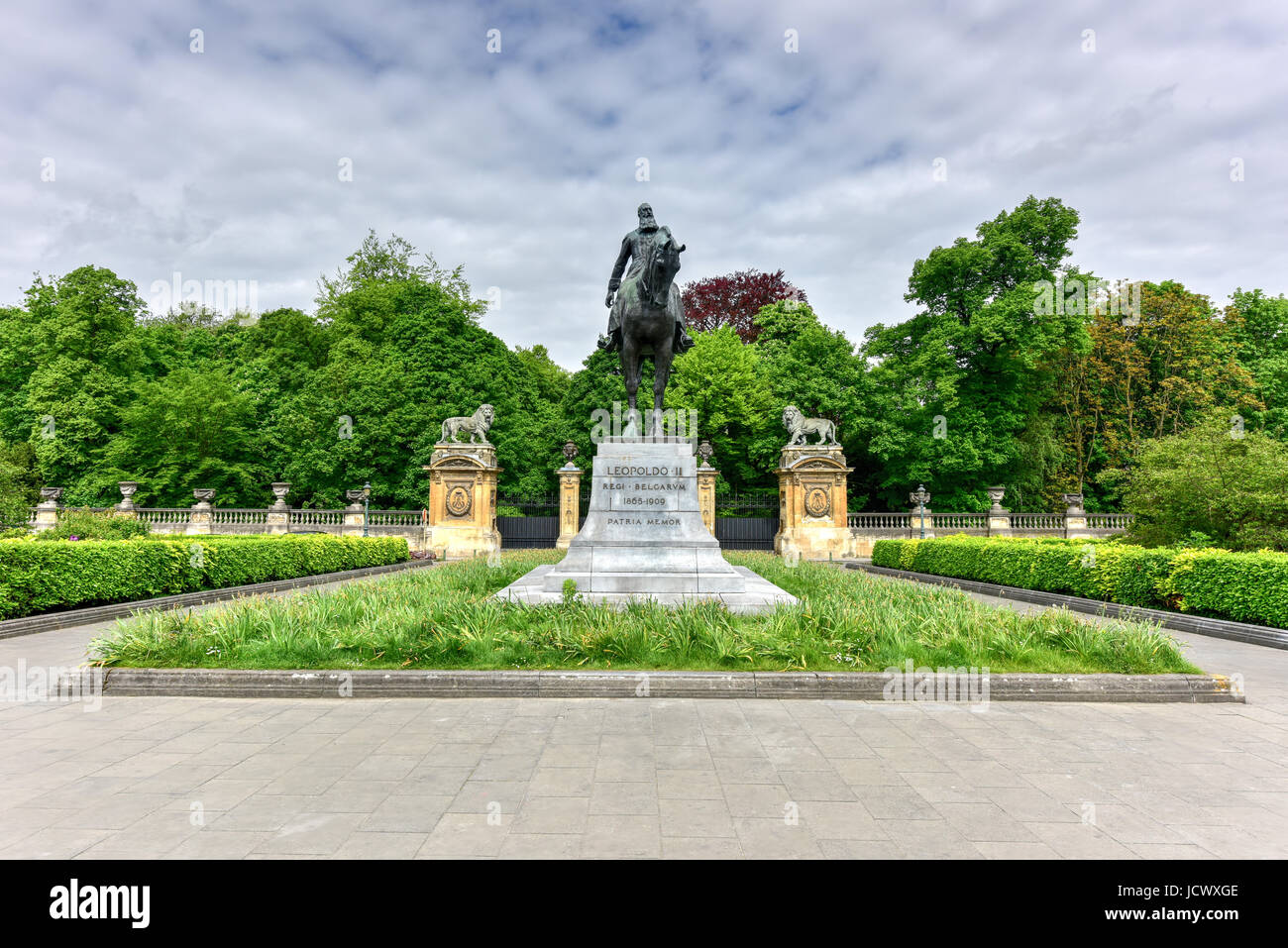 Equestrian statue of Leopold II, the second King of the Belgians, on