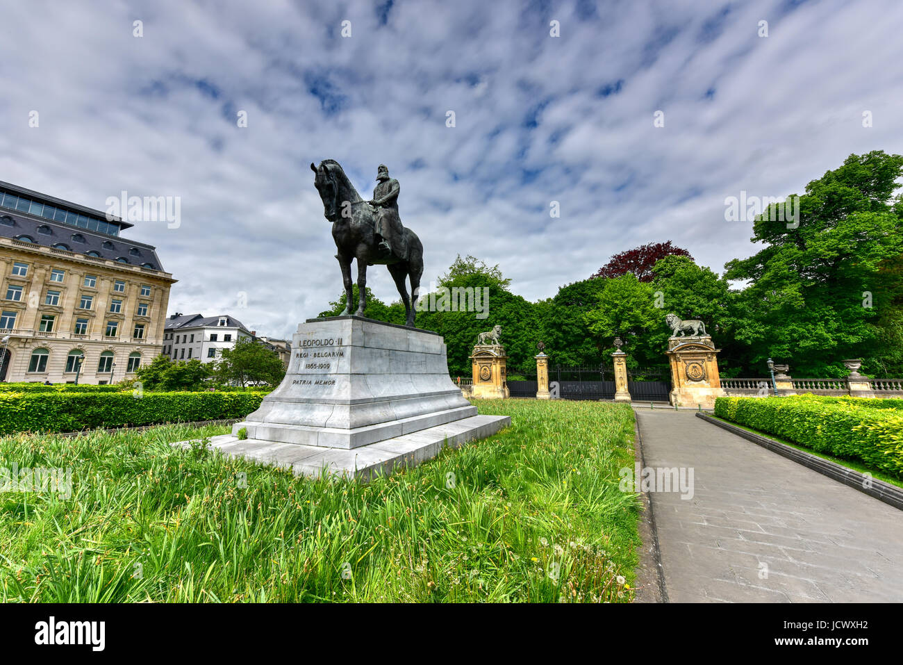 Equestrian statue of Leopold II, the second King of the Belgians, on