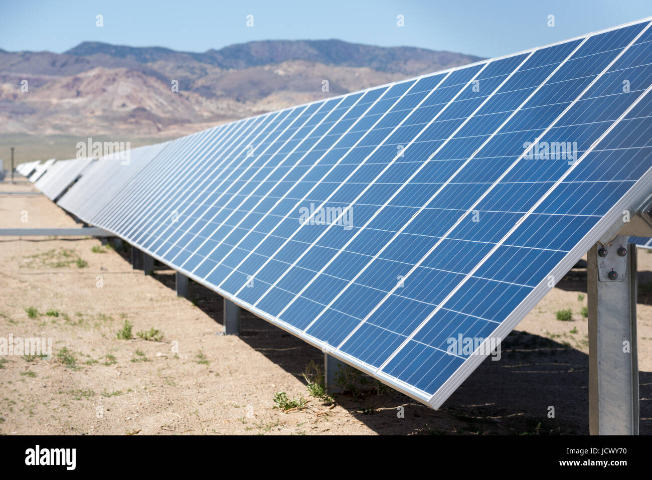 The Luning Solar Energy Center, a solar energy farm near Luning, Nevada. Stock Photo