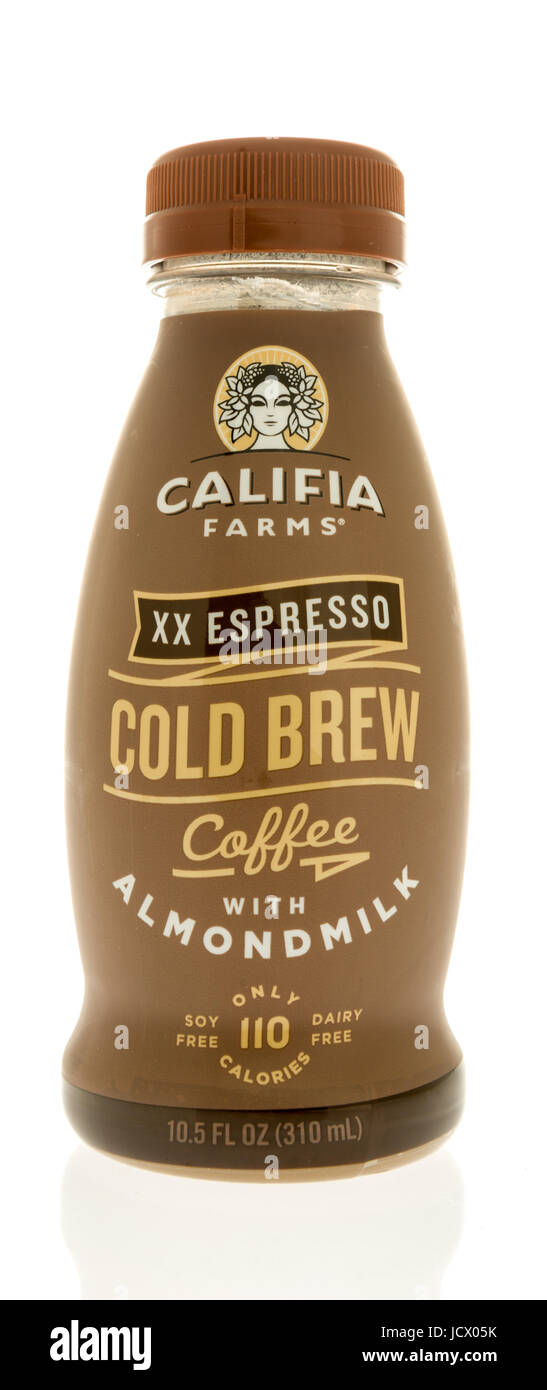 Winneconne, WI -13 June 2017: A bottle of Califia farms xx espresso cold brew with almondmilk on an isolated background Stock Photo