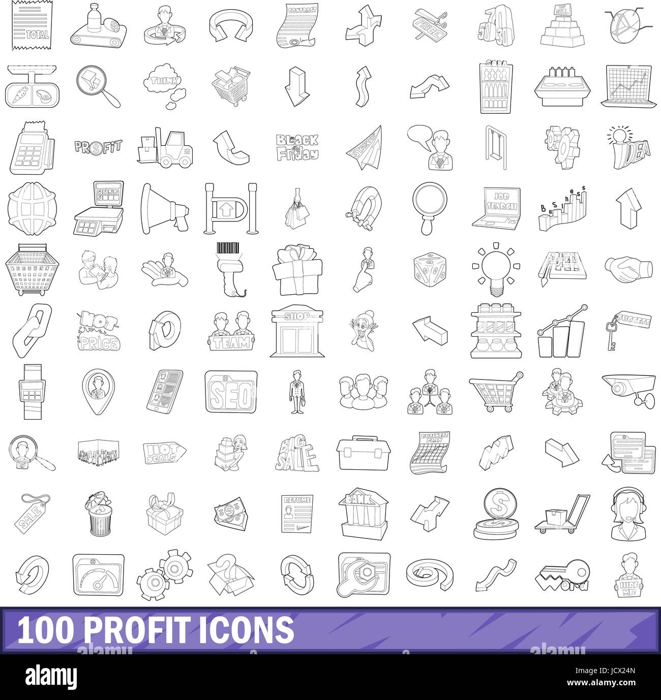 100 profit icons set, outline style Stock Vector Image & Art - Alamy