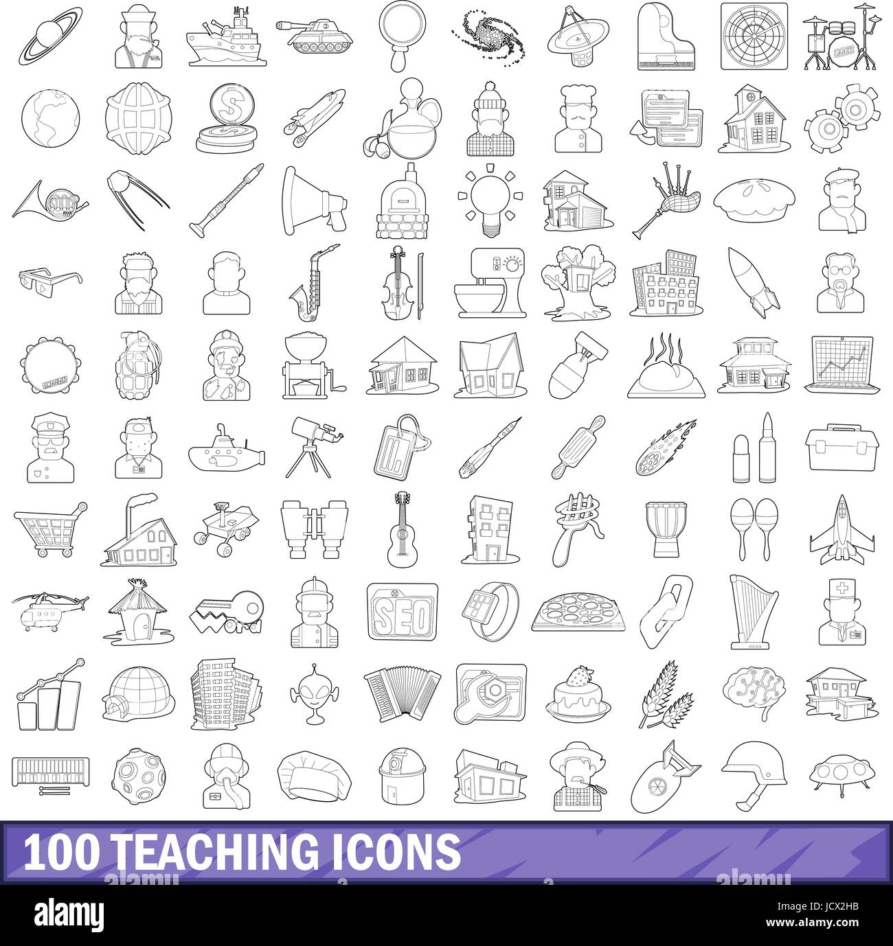 100 teaching icons set, outline style Stock Vector Image & Art - Alamy