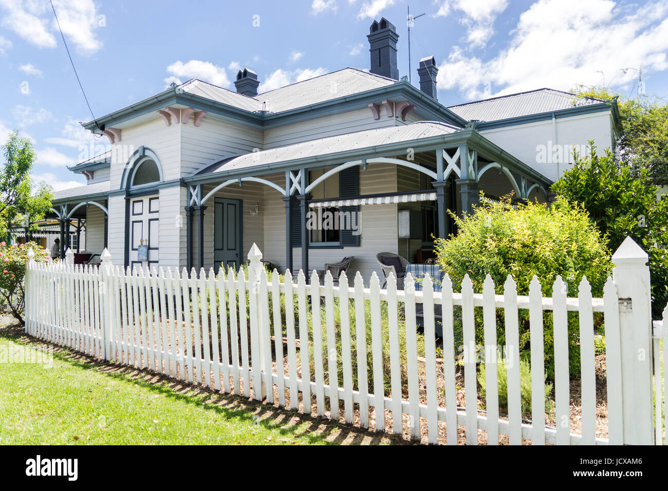 The house that P.L Travers lived in as a children. The author of Marry Poppins, and Saving Mr Banks. The house still has the banking section. Stock Photo